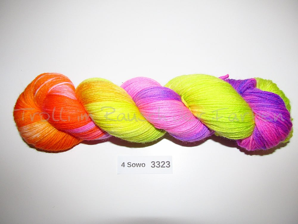 Handgefärbte Sockenwolle (4Sowo) 4-fach 100g (4Sowo3323)