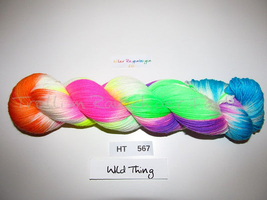 High Twist (4HT), handgefärbte Sockenwolle 4-fach 100g (HT567) "Heller Regenbogen"