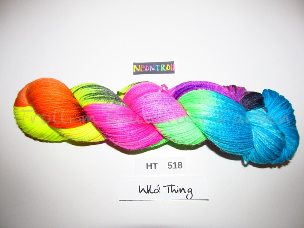 High Twist (4HT), handgefärbte Sockenwolle 4-fach 100g (HT518) "Neontroll"