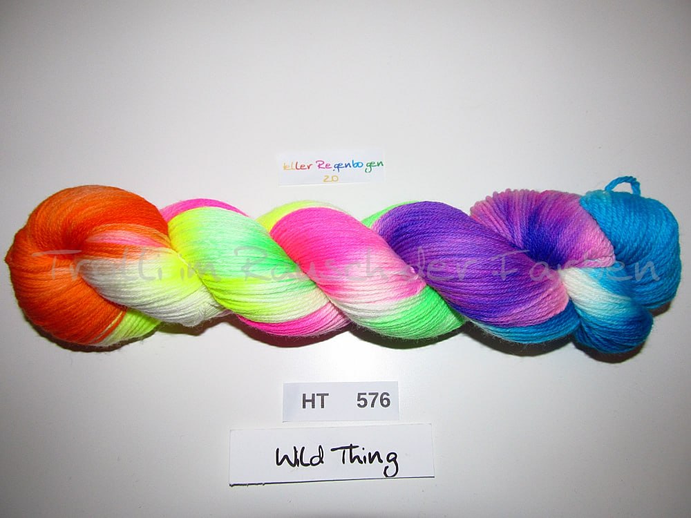 High Twist (4HT), handgefärbte Sockenwolle 4-fach 100g (HT576) Heller Regenbogen