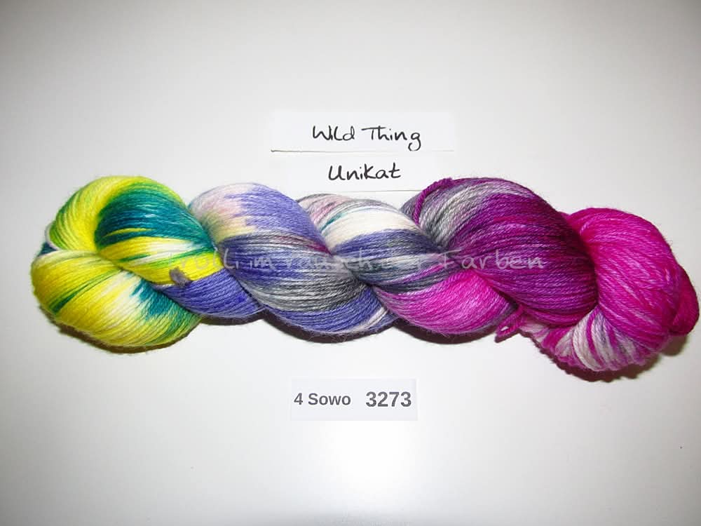 Handgefärbte Sockenwolle (4Sowo) 4-fach 100g (4Sowo3273) "Unikat"