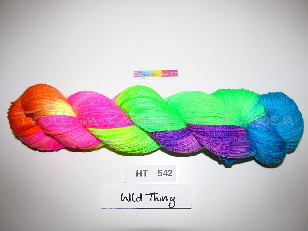 High Twist (4HT), handgefärbte Sockenwolle 4-fach 100g (HT542) "Wilder Regenbogen 2.0"