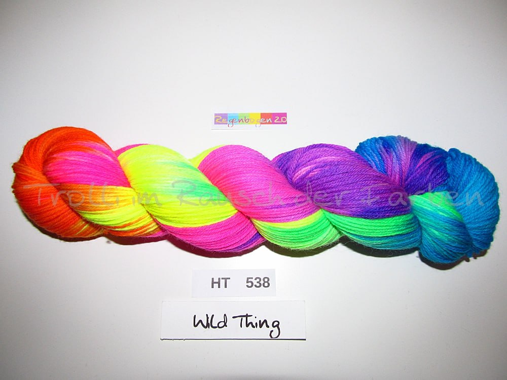 High Twist (4HT), handgefärbte Sockenwolle 4-fach 100g (HT538) "Wilder Regenbogen 2.0"