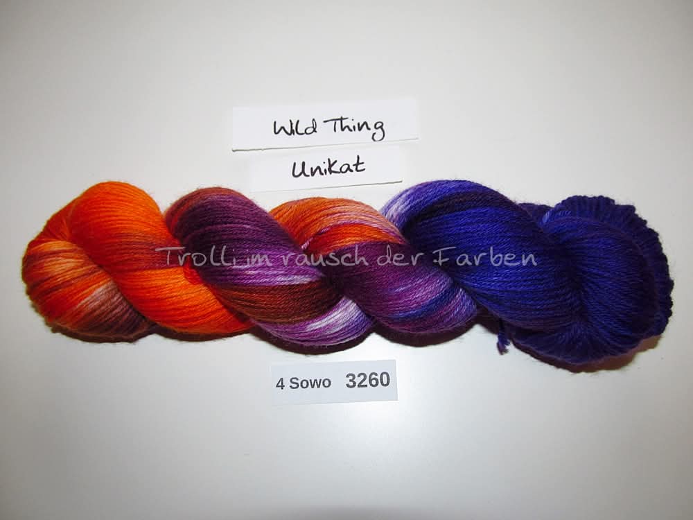 Handgefärbte Sockenwolle (4Sowo) 4-fach 100g (4Sowo3260) "Unikat"