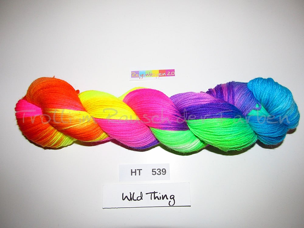 High Twist (4HT), handgefärbte Sockenwolle 4-fach 100g (HT539) "Wilder Regenbogen 2.0"