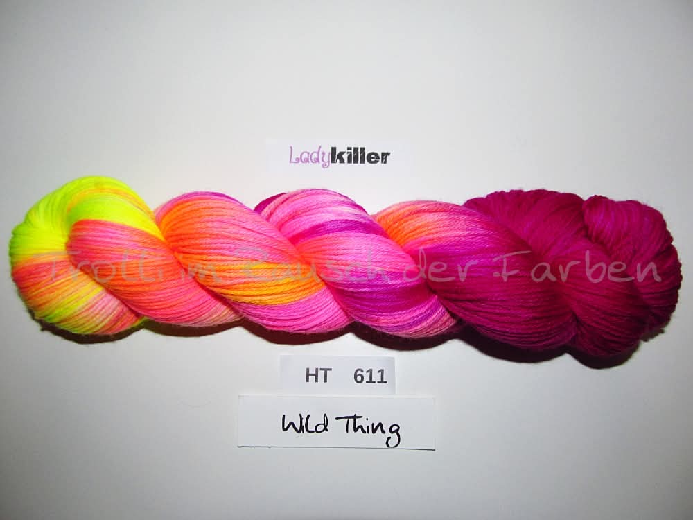 High Twist (4HT), handgefärbte Sockenwolle 4-fach 100g (HT611) Ladykiller