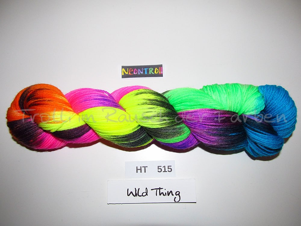 High Twist (4HT), handgefärbte Sockenwolle 4-fach 100g (HT515) "Neontroll"