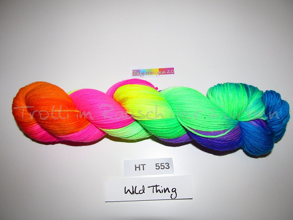 High Twist (4HT), handgefärbte Sockenwolle 4-fach 100g (HT553) "Wilder Regenbogen 2.0"
