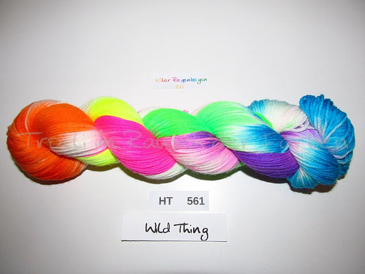 High Twist (4HT), handgefärbte Sockenwolle 4-fach 100g (HT561) "Heller Regenbogen"