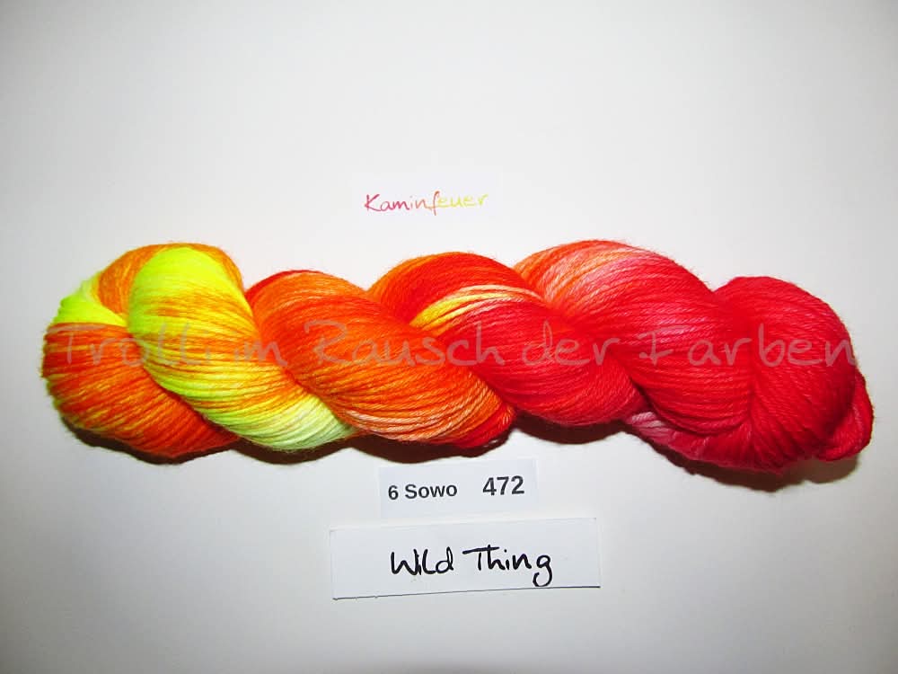 Handgefärbte Sockenwolle (6Sowo) 6-fach 100g (6Sowo472) Kaminfeuer