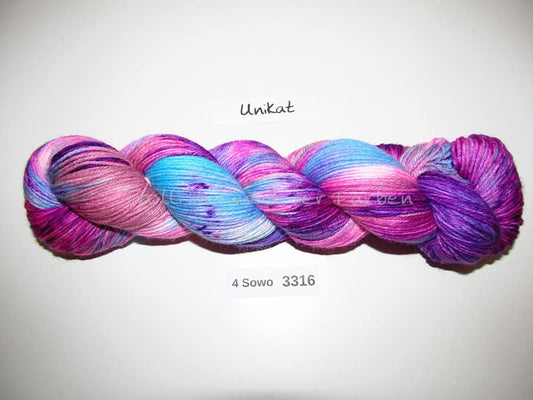 Handgefärbte Sockenwolle (4Sowo) 4-fach 100g