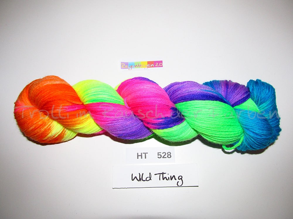High Twist (4HT), handgefärbte Sockenwolle 4-fach 100g (HT528) "Wilder Regenbogen 2.0"