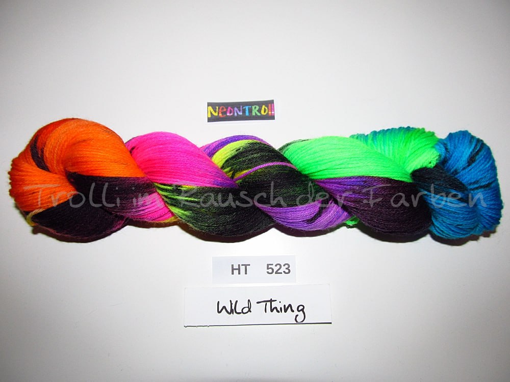 High Twist (4HT), handgefärbte Sockenwolle 4-fach 100g (HT523) "Neontroll"
