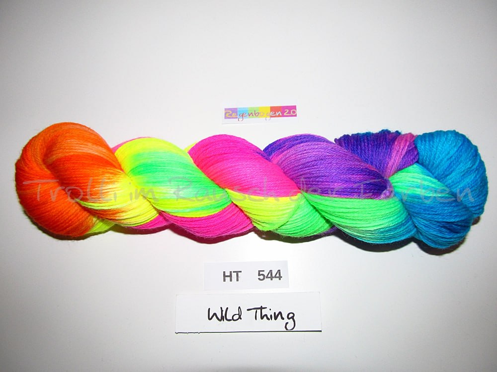 High Twist (4HT), handgefärbte Sockenwolle 4-fach 100g (HT544) "Wilder Regenbogen 2.0"