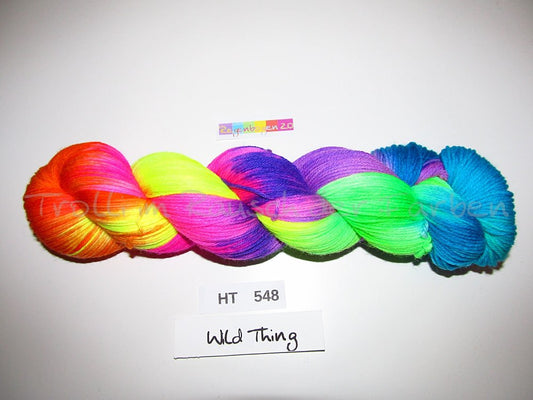 High Twist (4HT), handgefärbte Sockenwolle 4-fach 100g (HT548) "Wilder Regenbogen 2.0"