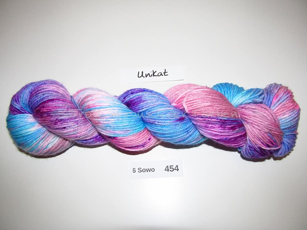 Handgefärbte Sockenwolle (6Sowo) 6-fach 100g (6Sowo454) "Unikat"