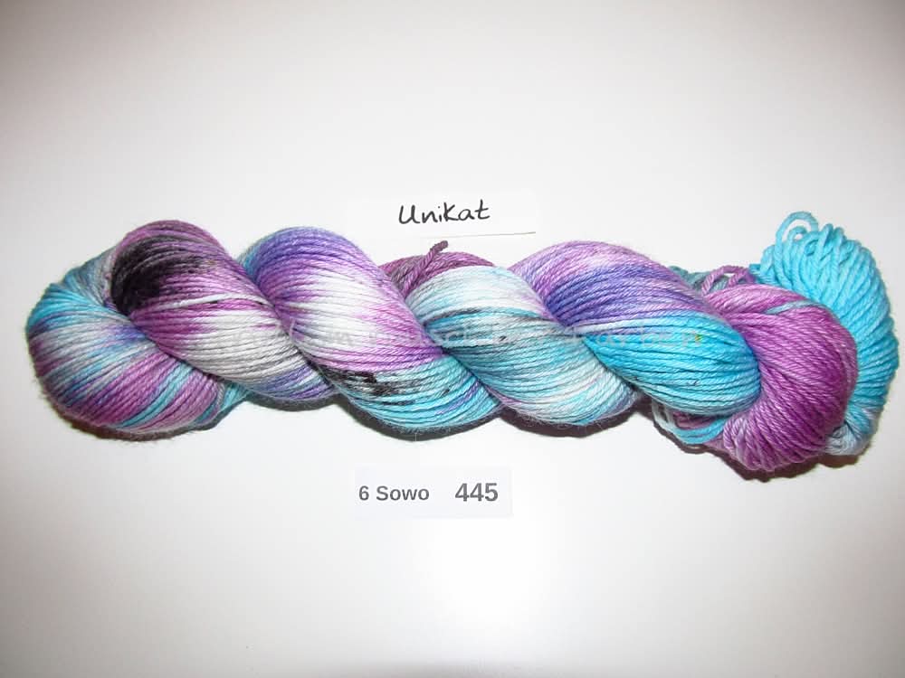 Handgefärbte Sockenwolle (6Sowo) 6-fach 100g (6Sowo445) "Unikat"