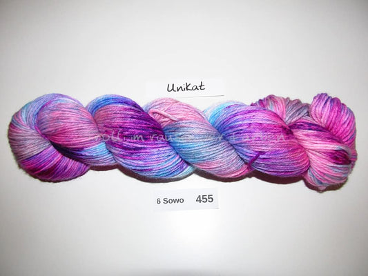 Handgefärbte Sockenwolle (6Sowo) 6-fach 100g (6Sowo455) "Unikat"