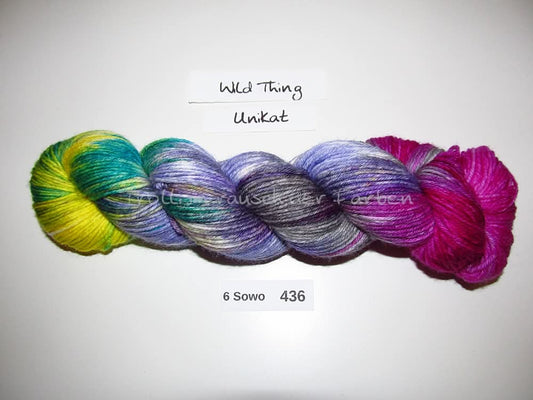 Handgefärbte Sockenwolle (6Sowo) 6-fach 100g (6Sowo436) "Unikat"